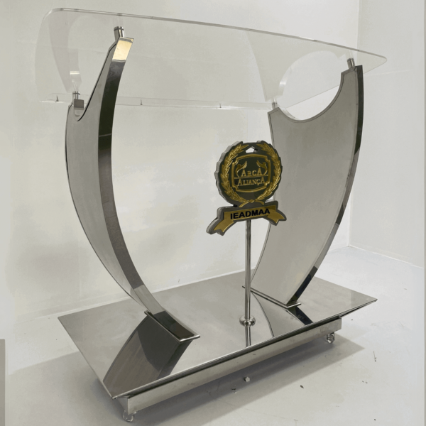 Púlpito de Aço Inox Neemias com Acrílico e Logomarca em Relevo - Imagem 4