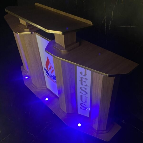 Púlpito de Madeira Samuel com LED e Logomarca - Imagem 4