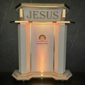 Púlpito de Madeira Josué com Logomarca e Led