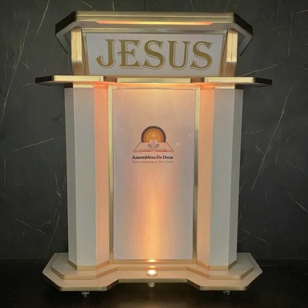 Púlpito de Madeira Josué com Logomarca e Led