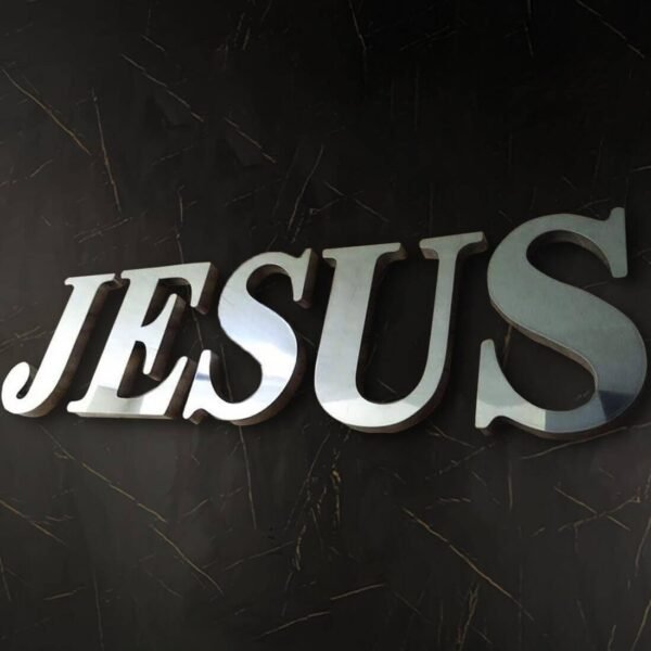 Letreiro Jesus em Aço Inox 40cm