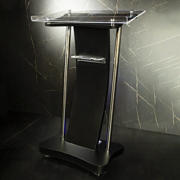Púlpito de Madeira Marcos com Aço Inox com Logomarca e LED - Imagem 4
