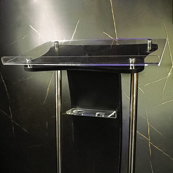 Púlpito de Madeira Marcos com Aço Inox com Logomarca e LED - Imagem 5